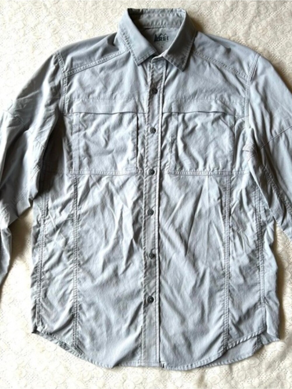 REI Co-op Sahara Tech Long-Sleeve Shirt - Men's light gray size small